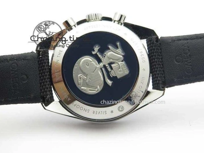 0202 TimelessDesign Speedmaster JHF SS Snoopy Award 45th Anniversary White Dial On Black Nylon Strap 8209